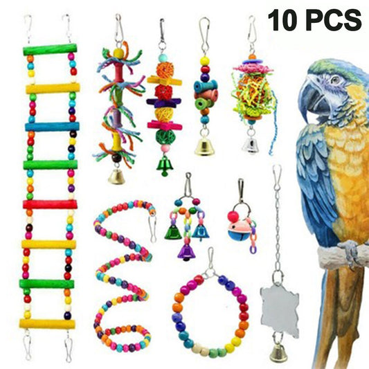 Large Bird Swing Toys, Big Parrots Chewing Natural Wood with Bells Toys for Childhood Macaws Cokatoos, Alexandrine Parakeet, African Grey Parrot and a Variety of Medium Finch Animals & Pet Supplies > Pet Supplies > Bird Supplies > Bird Toys sbomiaort   