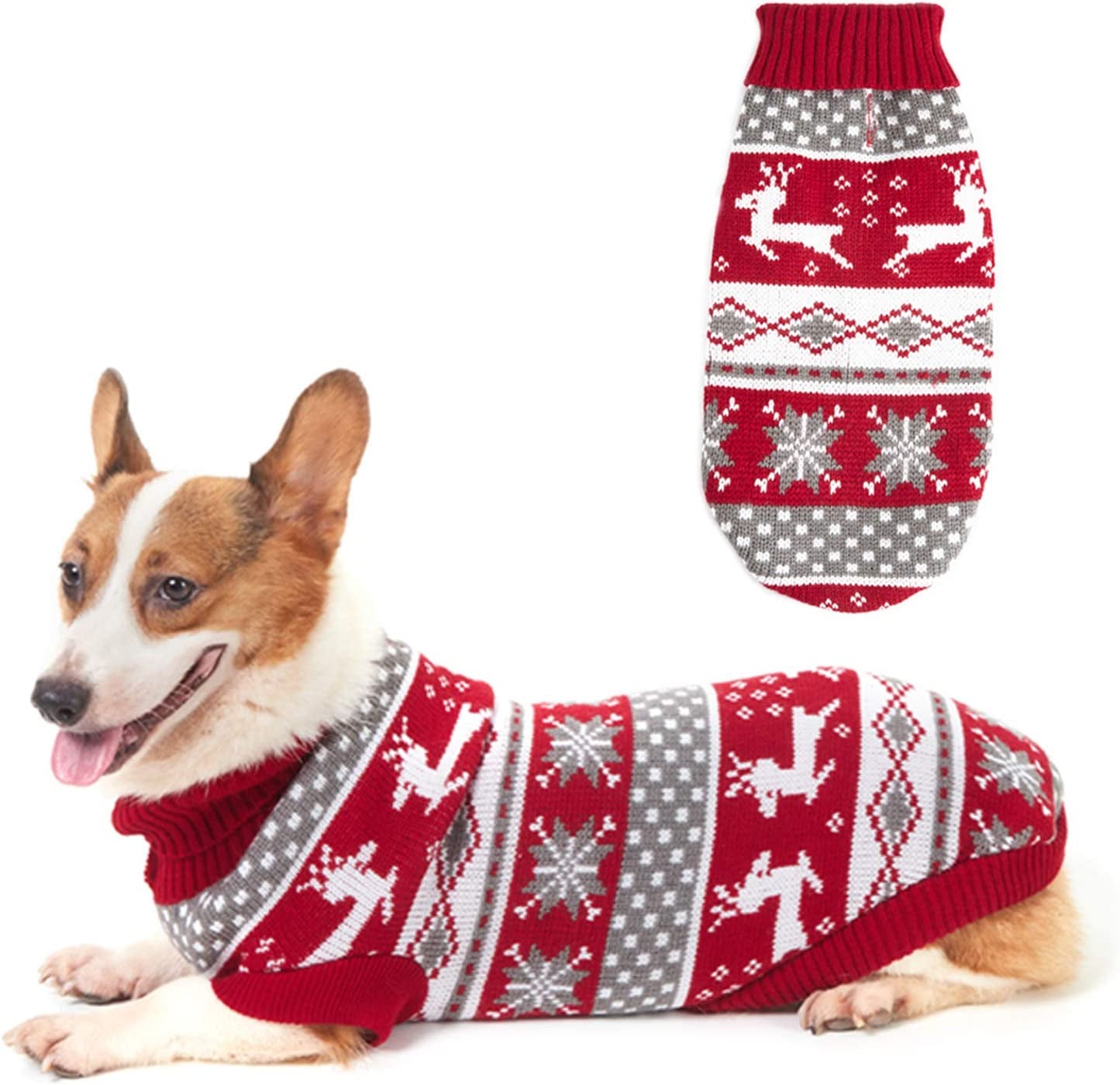 ZIFEIPET Dog Christmas Sweater Cute Reindeer Snowflake Knit Sweater Pet Holiday Cloth Soft Warm Turtleneck Knitwear for Large Dogs Animals & Pet Supplies > Pet Supplies > Dog Supplies > Dog Apparel JIACHONG XX-Large  