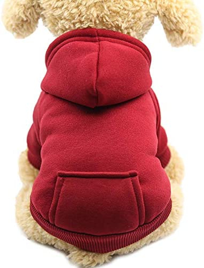 Jecikelon Winter Dog Hoodie Sweatshirts with Pockets Warm Dog Clothes for Small Dogs Chihuahua Coat Clothing Puppy Cat Custume (Medium, Orange) Animals & Pet Supplies > Pet Supplies > Dog Supplies > Dog Apparel Jecikelon Wine red Medium 