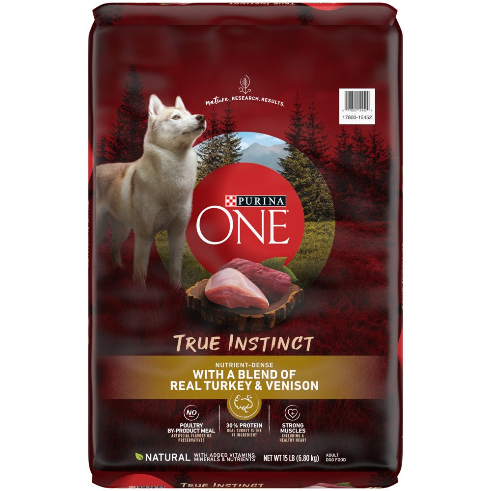 Purina ONE High Protein, Natural Dry Dog Food, True Instinct with Real Turkey & Venison, 3.8 Lb. Bag Animals & Pet Supplies > Pet Supplies > Small Animal Supplies > Small Animal Food Nestlé Purina PetCare Company 15 lb.  
