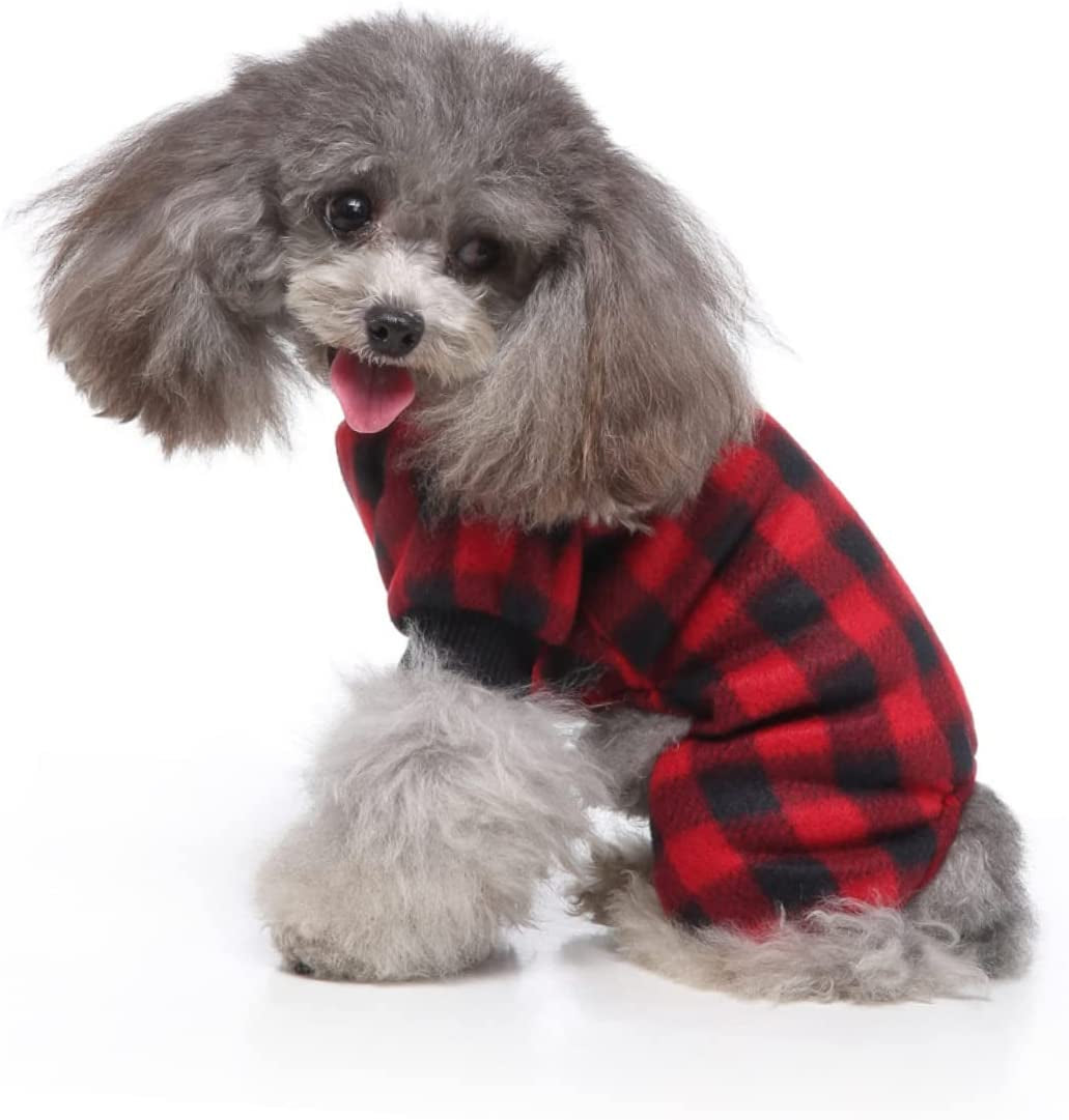 LIFKICH 1Pc Dog Pajamas Pet Winter Jacket Cat Outfits Cat Jacket Cat Dog Clothing Puppy Lattice Coats Lattice Dog Apparel Polyester Christmas Shirt Dog Outfits Pet Pajamas Pet Coat Animals & Pet Supplies > Pet Supplies > Dog Supplies > Dog Apparel LIFKICH   