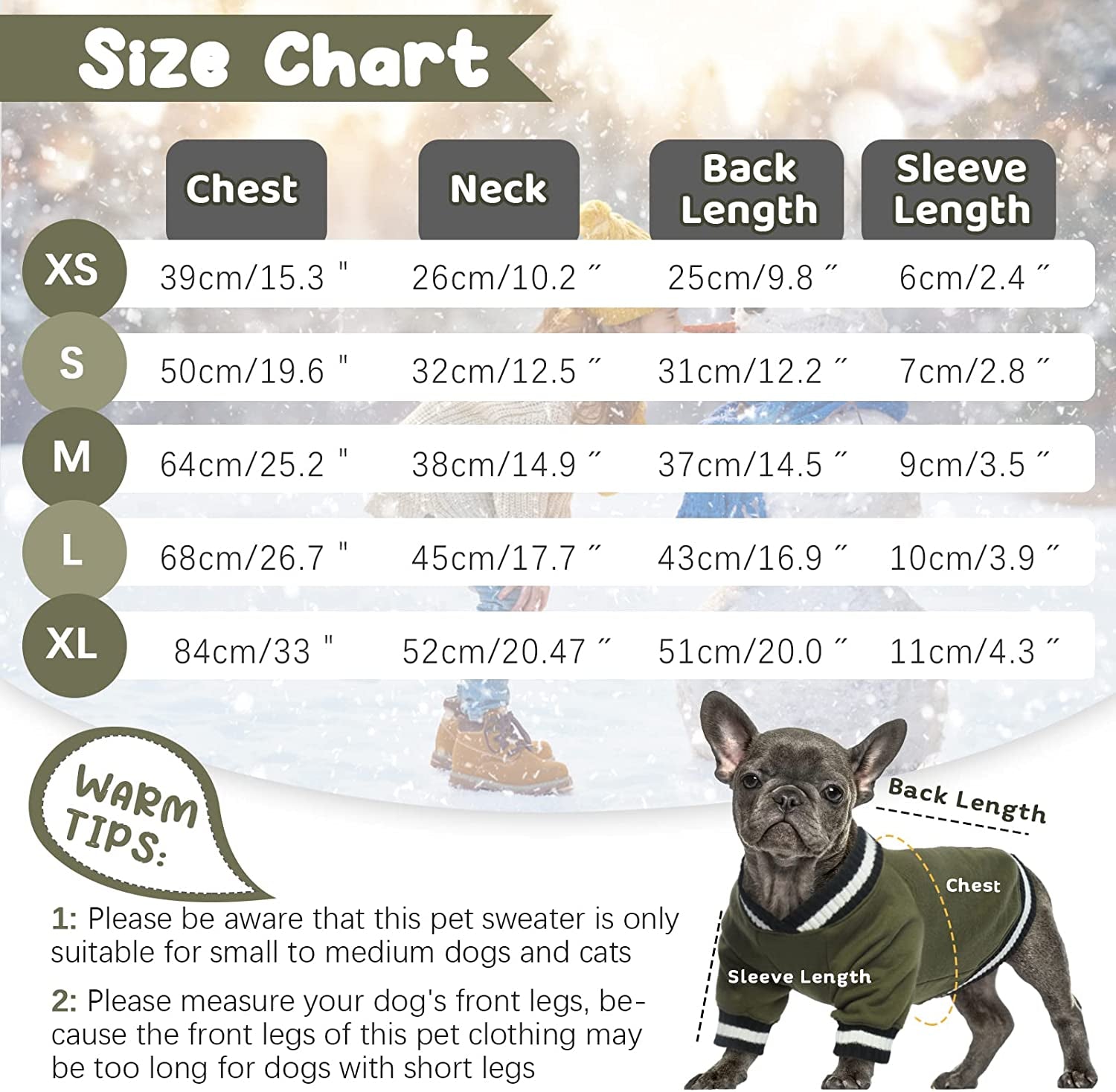 FUAMEY Dog Pullover Sweater, Dog Winter Coat Cold Weather Outfit Dog Clothes Warm Dog Jacket Small Medium Large Dog Winter Vest Easy on Puppy Boy Girl Sweater Animals & Pet Supplies > Pet Supplies > Dog Supplies > Dog Apparel FUAMEY   