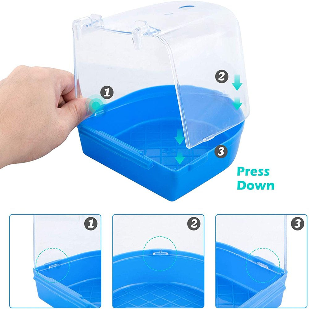 Bird Bath Box ,Bird Cage Accessory Supplies Bathing Parakeet Caged ,Bird Bathing Tub with Water Injector ,For Pet Small Birds Canary Budgies Parrot Parakeet Finch (Blue) Animals & Pet Supplies > Pet Supplies > Bird Supplies > Bird Cage Accessories JosLiki   