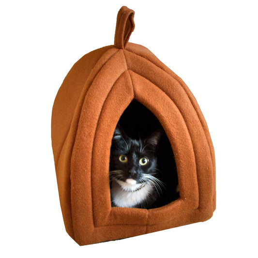 Cat House - Indoor Bed with Removable Foam Cushion - Pet Tent for Dogs, Rabbits, Guinea Pigs, Hedgehogs, and Other Small Animals by PETMAKER (Brown)