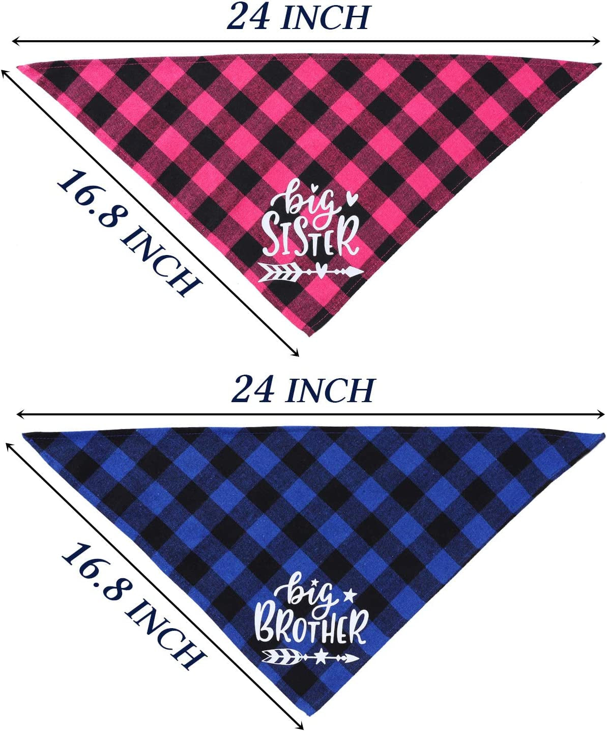 STMK Big Brother Big Sister Dog Bandana, Pregnancy Announcement Plaid Dog Bandana, Gender Reveal Photo Prop, Pet Scarf Accessories, Pet Scarves for Dogs Animals & Pet Supplies > Pet Supplies > Dog Supplies > Dog Apparel STMK   