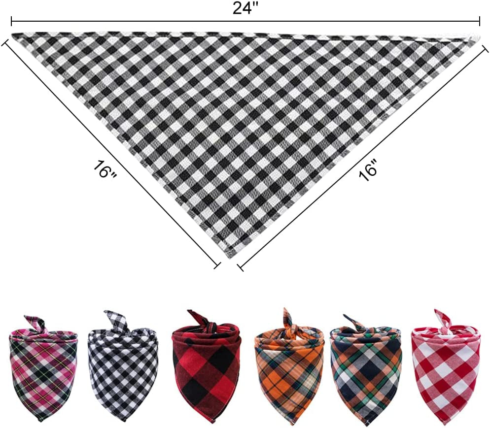 6 Pack of Dog Bandana Washable Reversible Triangle Bibs Scarf, Fall Halloween Thanksgiving Christmas Dog Dandanas Plaid Painting Kerchief for Small/Medium Dogs Cats Costume New Year Gifts Animals & Pet Supplies > Pet Supplies > Dog Supplies > Dog Apparel Pets vv   