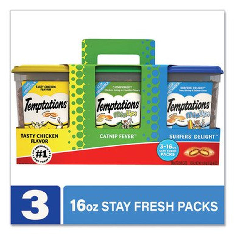 Temptations Cat Treats 3 Pound Value Pack (3 Flavors, 1 Pound Canisters)