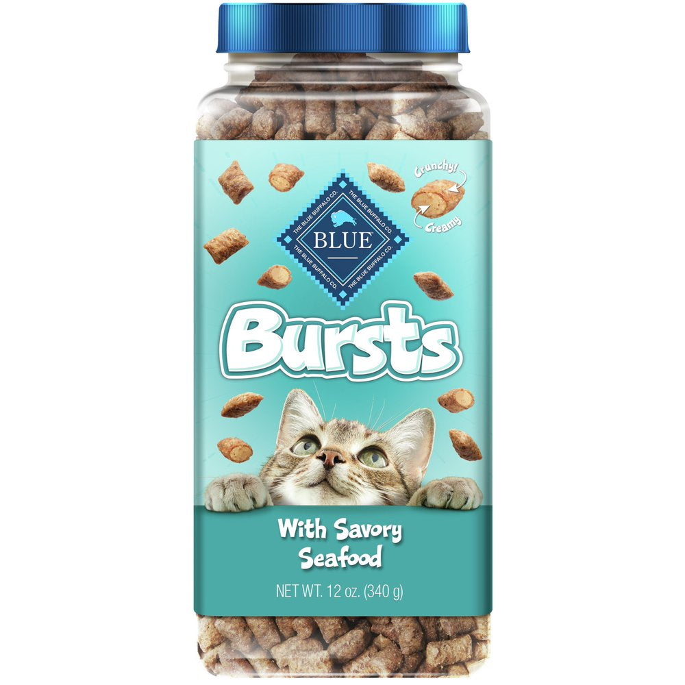 Blue Buffalo Bursts Seafood Flavor Crunchy Treats for Cats, Whole Grain, 12 Oz. Tub Animals & Pet Supplies > Pet Supplies > Cat Supplies > Cat Treats Blue Buffalo   