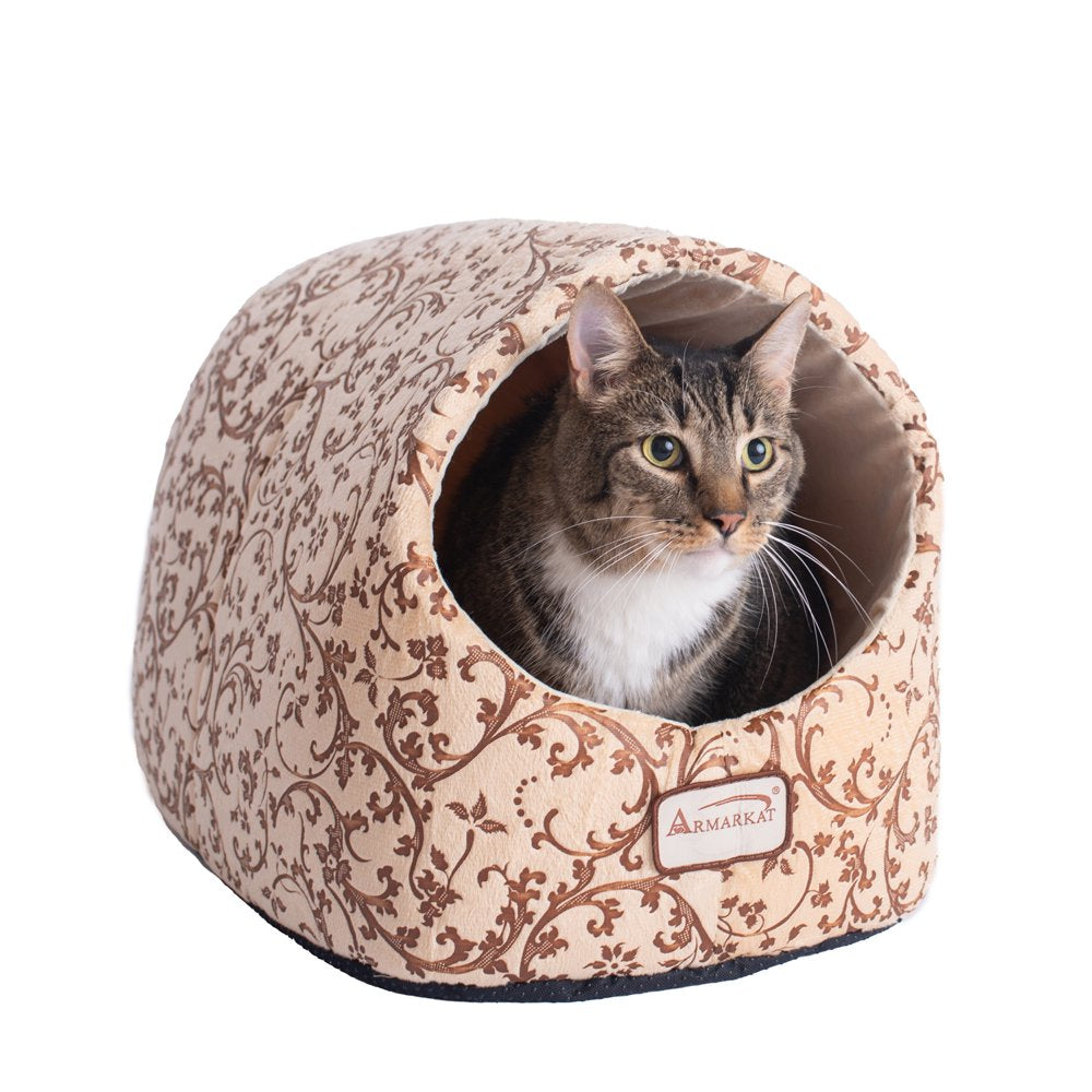 Armarkat Cat Bed with Flower Pattern, Beige, C11HYH/MH Animals & Pet Supplies > Pet Supplies > Cat Supplies > Cat Beds Aeromark Intl Inc   