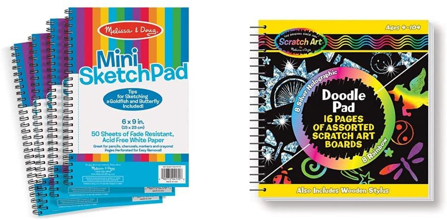 Melissa & Doug Mini-Sketch Spiral-Bound Pad (6 X 9 Inches) - 4-Pack - Sketch Book for Kids, Kids Drawing Paper, Drawing and Coloring Pads for Kids, Kids Art Supplies Animals & Pet Supplies > Pet Supplies > Dog Supplies > Dog Apparel Melissa and Doug Pad + Doodle Pad  