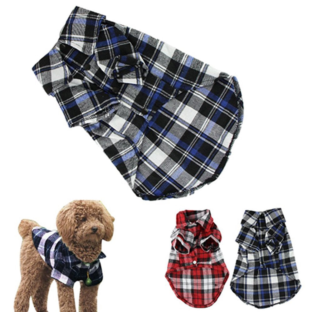 UDIYO Seller'S Recommendation, Cute Pet Dog Puppy Plaid Shirt Coat Clothes T-Shirt Top Apparel Size XS S M L
