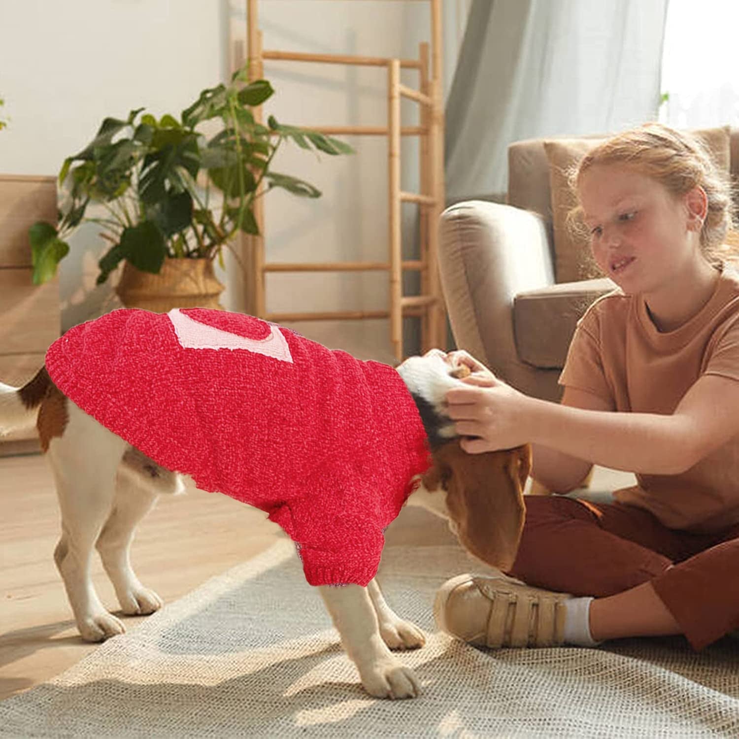 Dog Sweater for Small & Medium Dog,Warm Soft Flannel Heart Shape Dog Christmas Sweater for Puppy,Dog Cat Cold Weather Coats Vest,Xmas Apparel Clothes for Pets Animals & Pet Supplies > Pet Supplies > Dog Supplies > Dog Apparel Naroume   