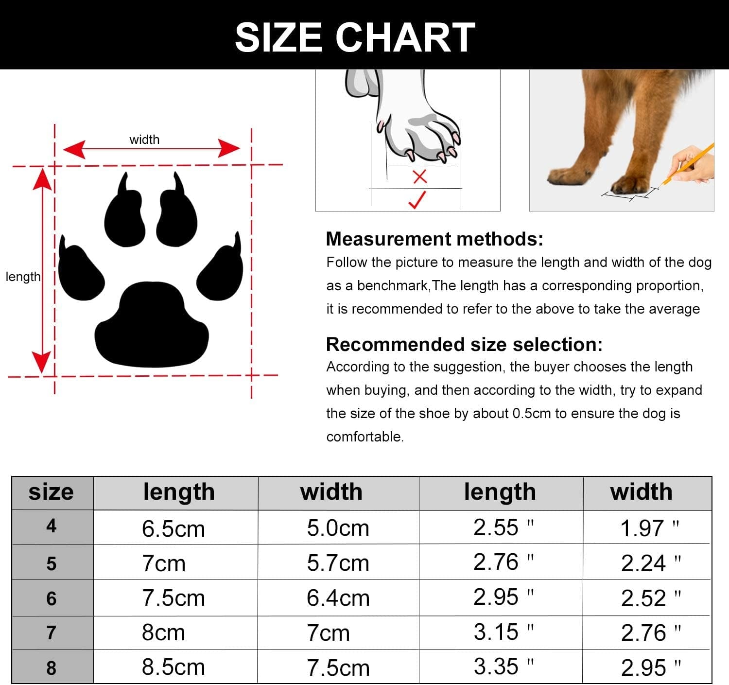 CEESC Dog Boots Waterproof Shoes for Medium Large Dogs with Adjustable Reflective Straps Rugged Anti-Slip Sole Black 4PCS (Size 6：2.95" × 2.52"(L*W), Black) Animals & Pet Supplies > Pet Supplies > Dog Supplies > Dog Apparel CEESC   