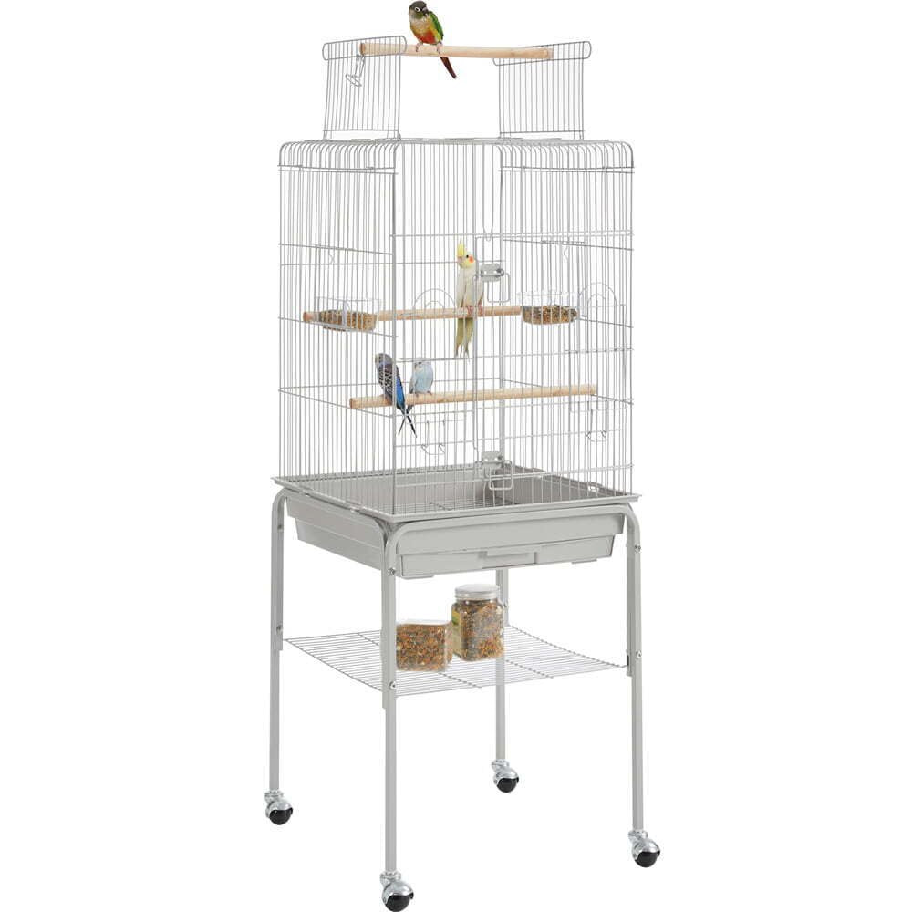 NEW 53.5" Metal Rolling Bird Cage with Play Top Stand, Black Animals & Pet Supplies > Pet Supplies > Bird Supplies > Bird Cages & Stands RVtiooy   