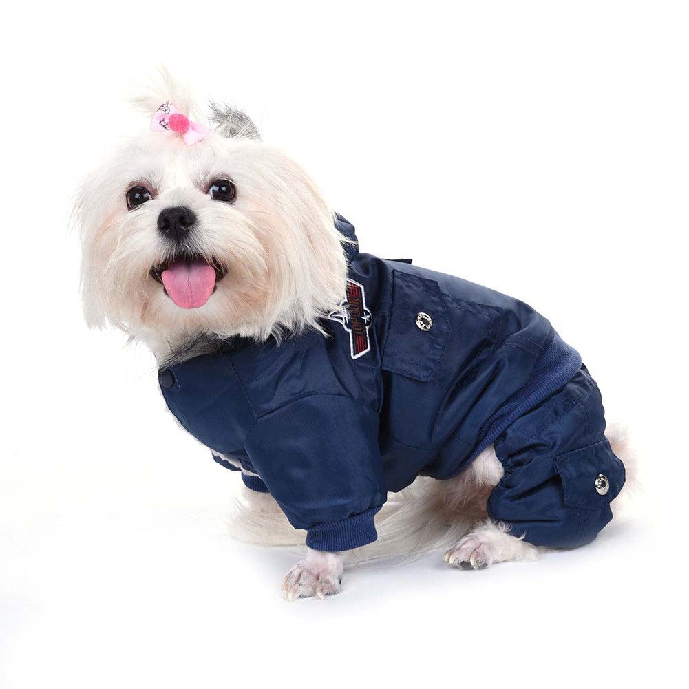 Canddidliike Waterproof Airman Fleece Pet Snowsuit Hooded Jumpsuit Winter Coat for Cat Dog Apparel - M, Coffee