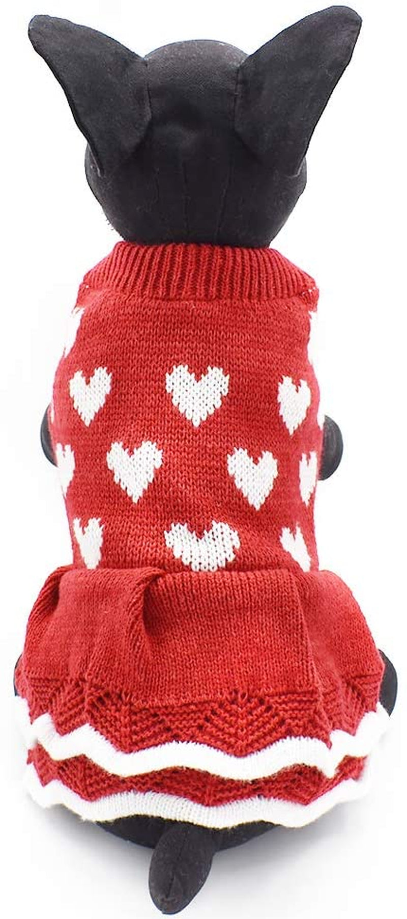 Dofyou Small Dog Sweater Dress Pet Sweaters Knitwear Girl Red Winter Warm Dog Princess Dress (L) Animals & Pet Supplies > Pet Supplies > Dog Supplies > Dog Apparel Dofyou   