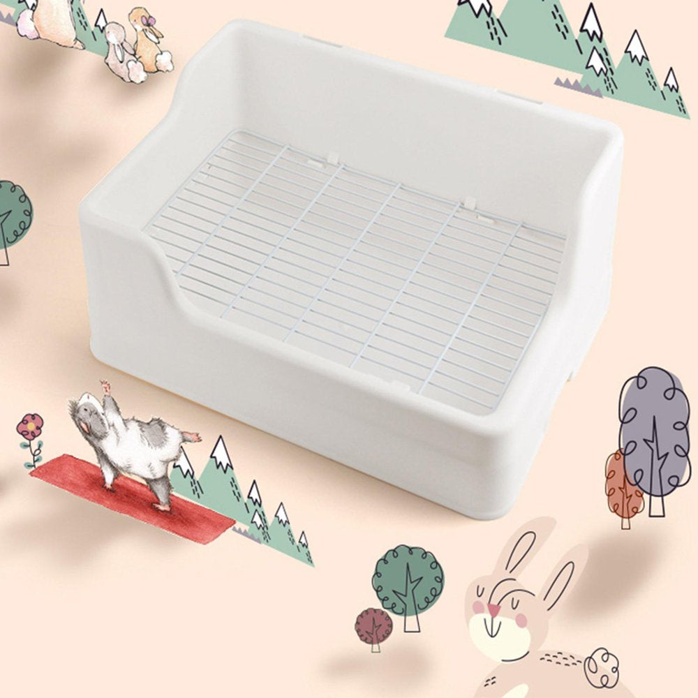 Rabbit Litter Box, Potty Trainer Tray Easy to Clean Indoor Bedding Cage Stable Durable Pet Toilet for Cat Small Animal Bunny Puppy Rat , White Animals & Pet Supplies > Pet Supplies > Small Animal Supplies > Small Animal Bedding DYNWAVE   