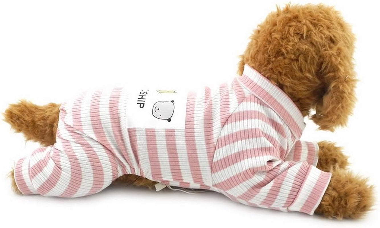 ZUNEA Cozy Soft Cotton Pet Puppy Small Dog Winter Pajamas Jumpsuit Sweatshirt Outfits Stripe Doggie Sleep Clothes Apparel Pink M Animals & Pet Supplies > Pet Supplies > Dog Supplies > Dog Apparel ZUNEA   