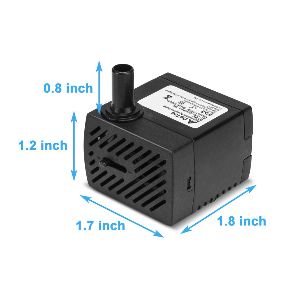 Datoo 95GPH 5W Small Submersible Water Pump Mini Fountain Pump Ultra Quiet for Aquarium Fish Tank Pond Statuary Hydroponics Animals & Pet Supplies > Pet Supplies > Fish Supplies > Aquarium & Pond Tubing DaToo   