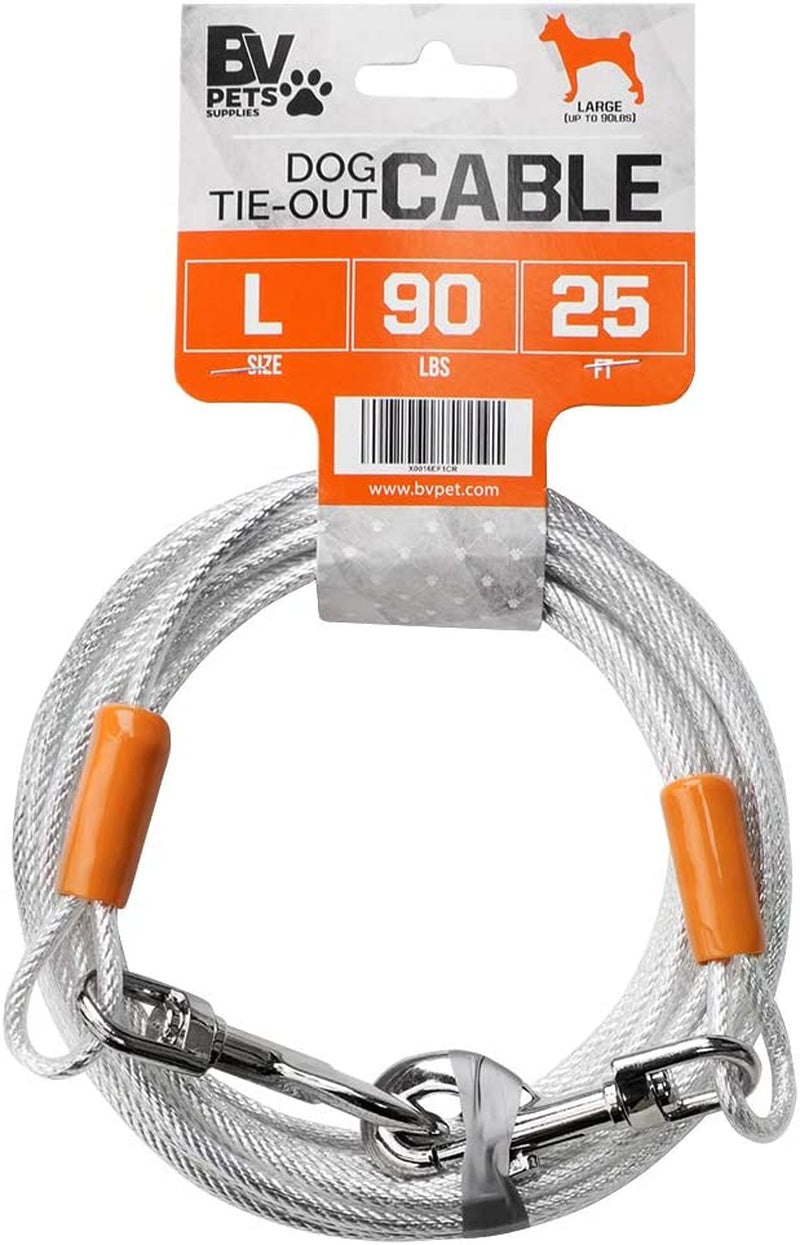 BV Pet Tie Out Cable for Dogs up to 125 Pounds, 30 Feet (Red/ 125Lbs/ 30Ft) Animals & Pet Supplies > Pet Supplies > Dog Supplies > Dog Apparel BV 90lbs/ 25ft/ Silver  