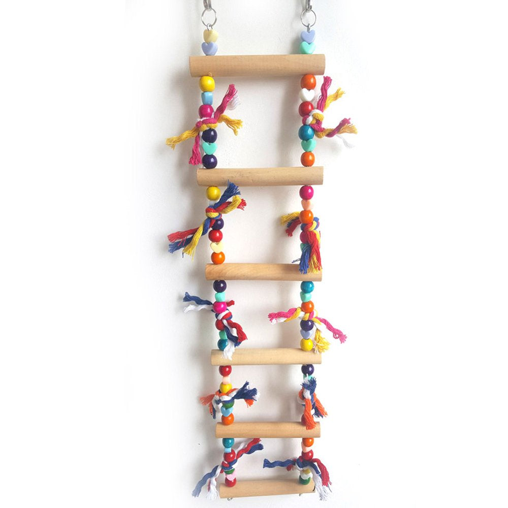 SPRING PARK Parrot Hanging Ladder Toys, Bird Nature Wood Chewing Playthings Parakeets Conures Hanging Swinging Standing Perch Cage Accessory Animals & Pet Supplies > Pet Supplies > Bird Supplies > Bird Ladders & Perches SPRING PARK   