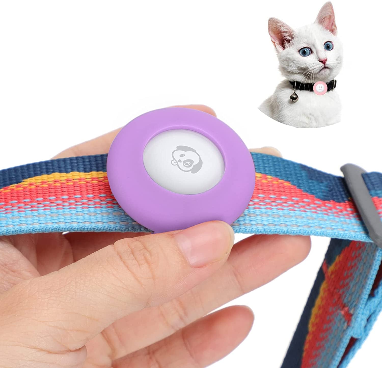Airtag Dog Collar Holder Silicone Pet Collar Case for Apple Airtags, Anti-Lost Air Tag Holder Compatible with Small Wide Cat Dog Collars (Large:For Dog Collar 0.8-1.1 Inch, Black) Electronics > GPS Accessories > GPS Cases PANZZDA Purple Small:for cat collar 0.4-0.6 inch 