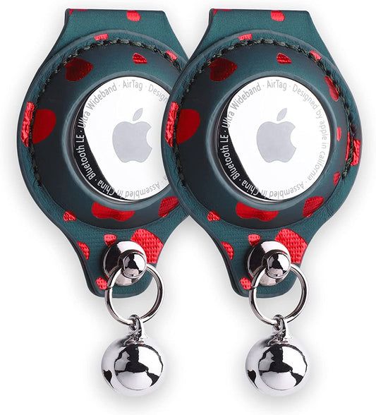 Decorbea Airtag Holder- Airtag Dog Collar Holder(2 Pack)- Dog Airtag Holder in Fashionable Design -PU Leather Pet Collar Case for Apple Airtags