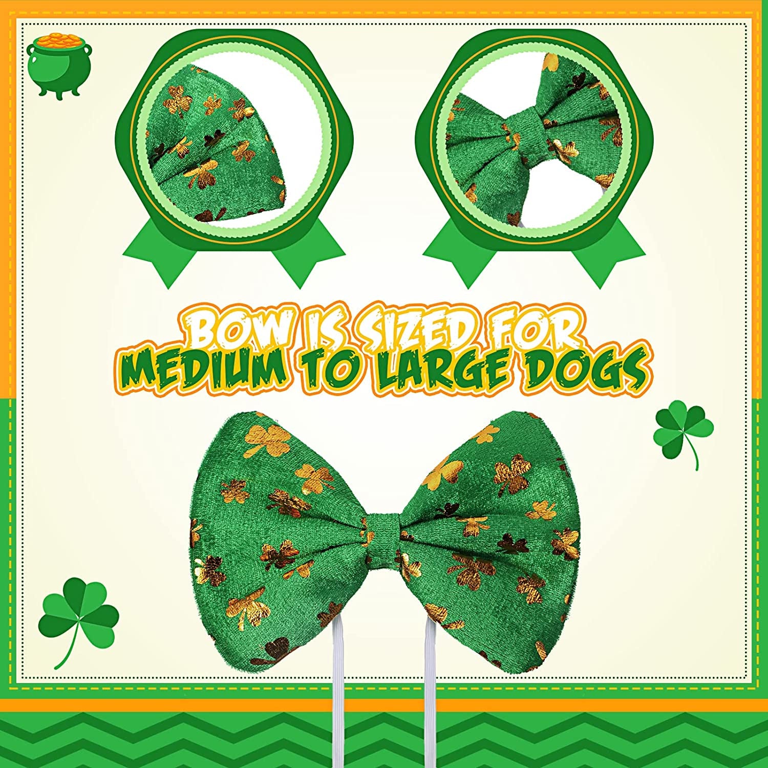 3 Pcs St Patrick'S Day Dog Costume, St. Patty'S Day Doggie Headband Green round PET Sunglasses and Green Shamrock Bow Tie Kit for Medium Large Dogs Animals & Pet Supplies > Pet Supplies > Dog Supplies > Dog Apparel Yaomiao   