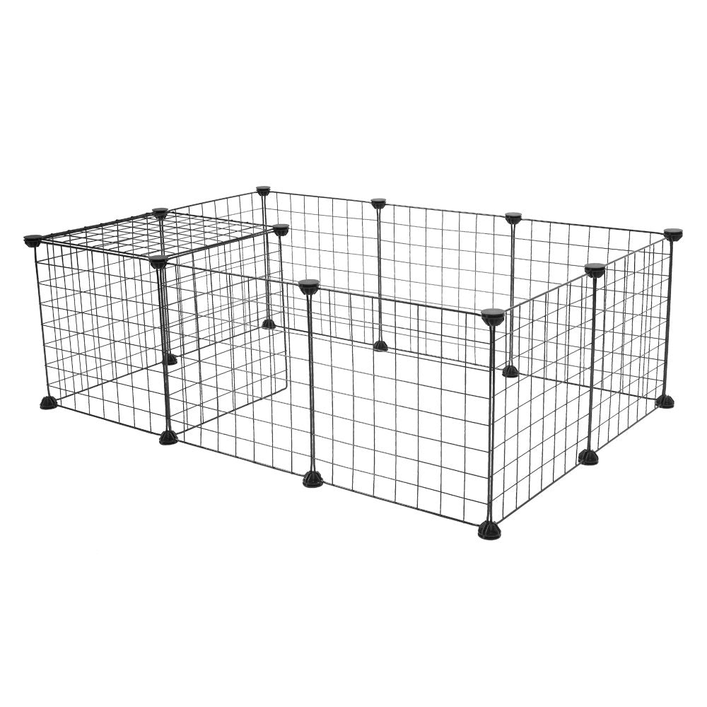 Goorabbit Pet Playpen for Puppy - Plastic Pet Fence DIY Yard Fence,Portable Puppy Kennel Crate Fence,Small Animal Cage,Transparent 12 Panels (14 X 14)"
