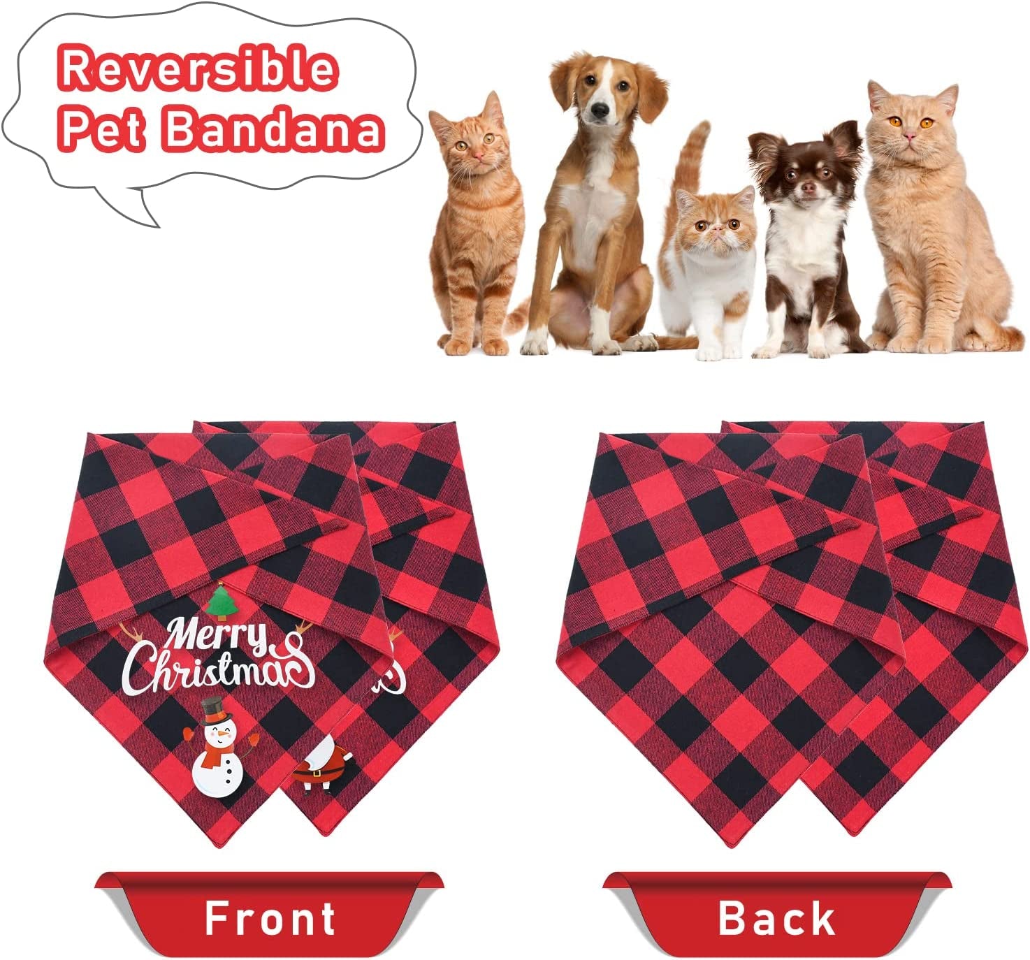 Malier 2 Pack Christmas Dog Bandana, Classic Red Green Buffalo Plaid Dog Bandana Pets Scarf Triangle Bibs Kerchief Set Pet Costume Outfit Accessories for Small Medium Large Dogs Cats Pets (Large) Animals & Pet Supplies > Pet Supplies > Dog Supplies > Dog Apparel Malier   