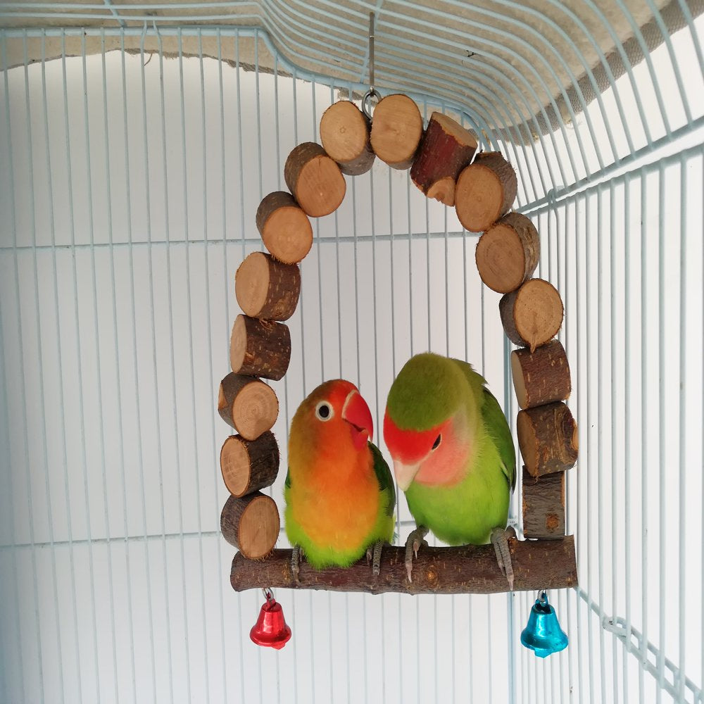 QBLEEV Bird Parrot Chewing Swing Apple Wood Swing, Bird Hanging Bell Perches Chewing Toy for Small Parakeets Cockatiels, Conures, Love Birds, Finches and Other Small Animals Animals & Pet Supplies > Pet Supplies > Bird Supplies > Bird Toys QBLEEV   