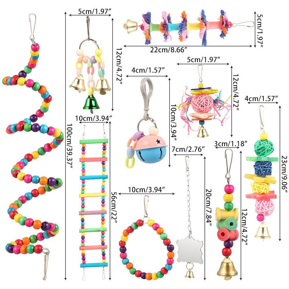 Miuline 10Pcs Parrot Toys Metal Rope Small Ladder Stand Budgie Cockatiel Cage Bird Set Animals & Pet Supplies > Pet Supplies > Bird Supplies > Bird Toys Miuline   