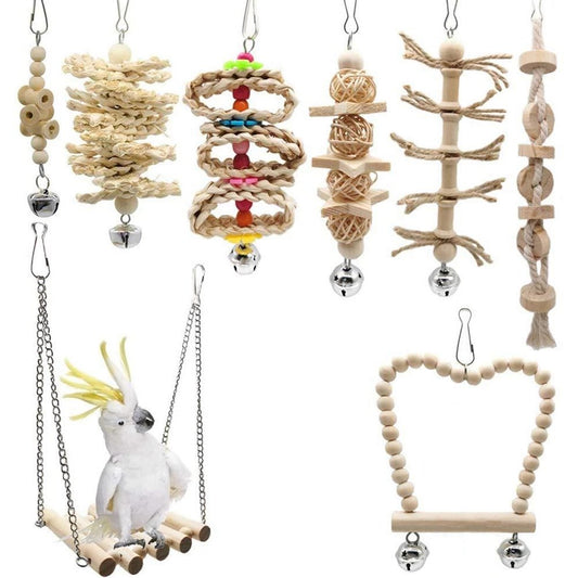 Bird Toys Perch Accessories for Parrot Swing Toys Ladder Pet DIY African Grey Budgie Papegaaien Speelgoed Animals & Pet Supplies > Pet Supplies > Bird Supplies > Bird Ladders & Perches Exogio   