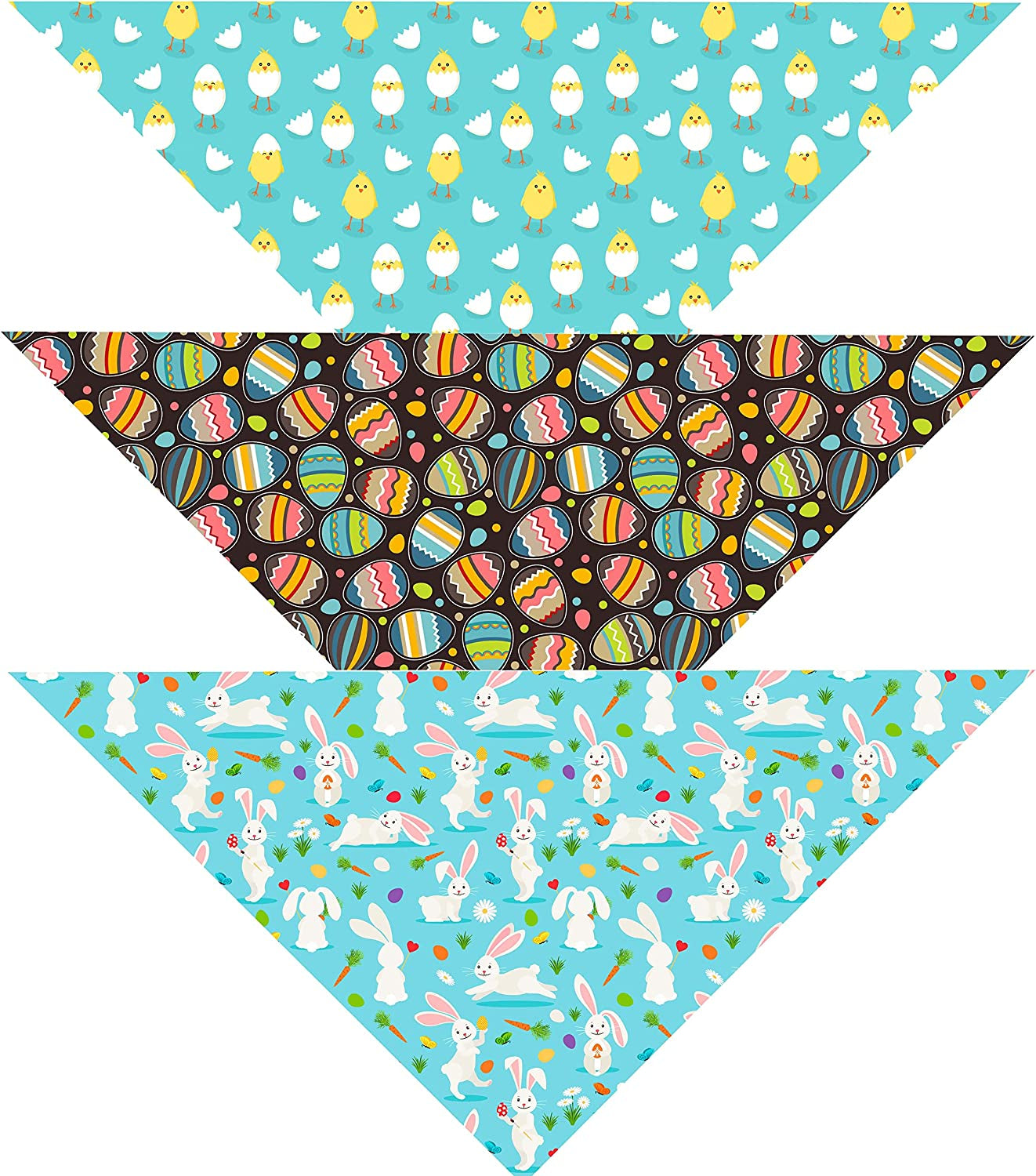 Native Pup Easter Dog Bandana| 3-Pack| Spring Scarf Set Eggs, Bunnies, Chicks (Easter, Large) Animals & Pet Supplies > Pet Supplies > Dog Supplies > Dog Apparel Native Pup Easter Pack 1 Large (Pack of 3) 