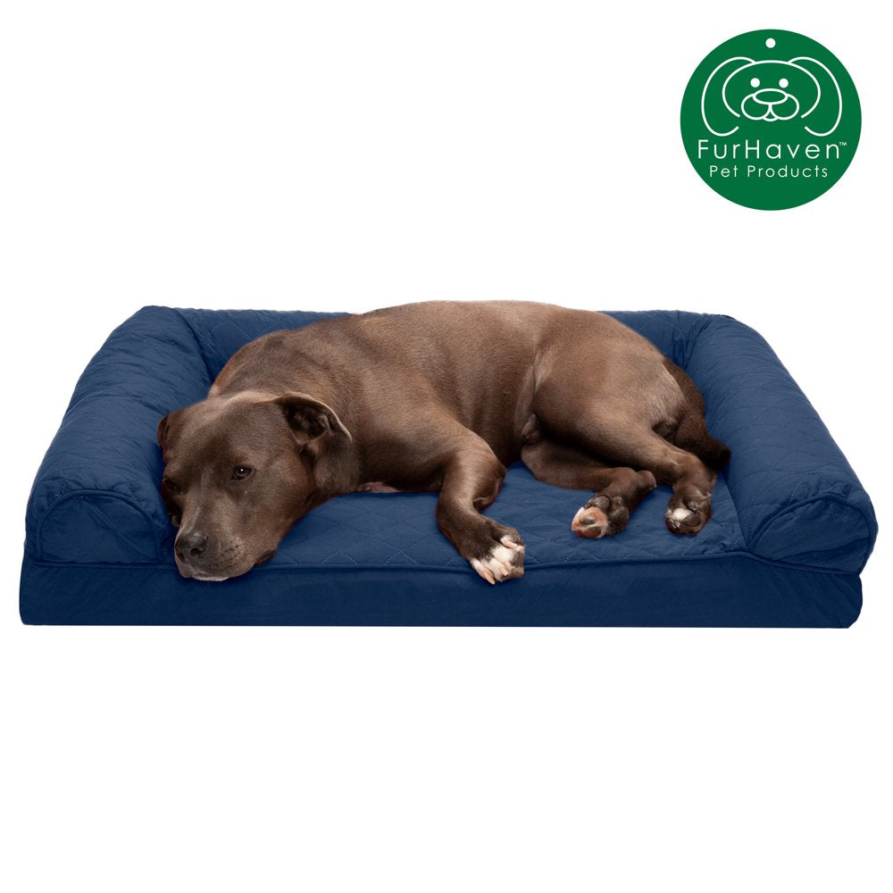 Furhaven Pet Products | Full Support Orthopedic Quilted Sofa-Style Couch Bed for Dogs & Cats, Silver Gray, Medium Animals & Pet Supplies > Pet Supplies > Cat Supplies > Cat Beds FurHaven Pet L Navy 