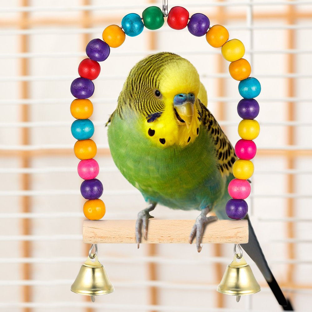 HEQUSIGNS Bird Parakeets Swing Toys Set, 5Pcs Bird Toys Set Hanging Bell Swing, Skateboard, Basketball Toy, Stacking Toy and Small Sepak Takraw for Budgerigar, Love Birds, Finches Animals & Pet Supplies > Pet Supplies > Bird Supplies > Bird Toys HEQUSIGNS   