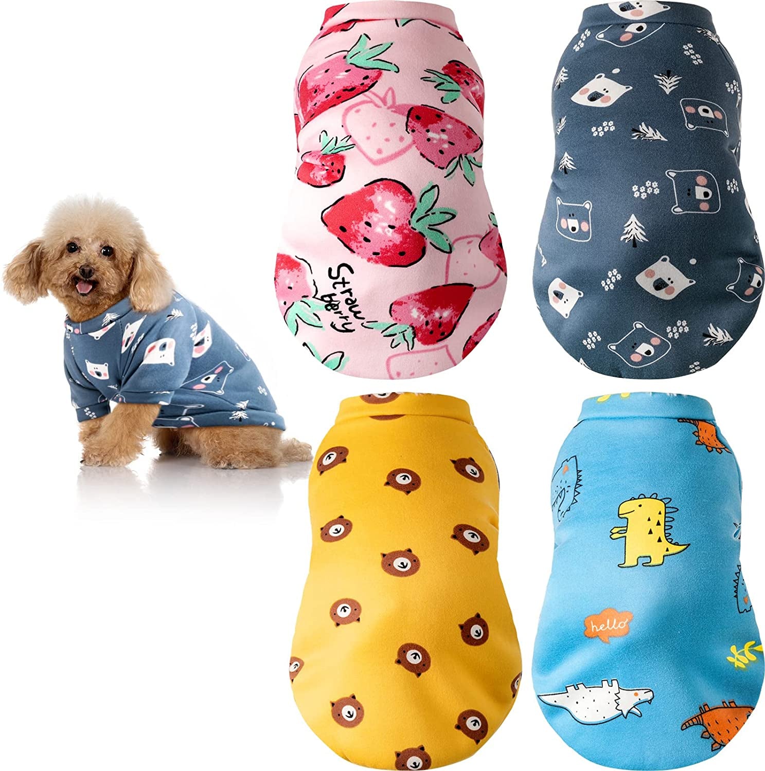 4 Pieces Dog Winter Fleece Sweater Puppy Warm Fleece Sweater Soft Dog Clothes for Medium Pets Dog Cat Chihuahua Teddy S Animals & Pet Supplies > Pet Supplies > Dog Supplies > Dog Apparel Weewooday   