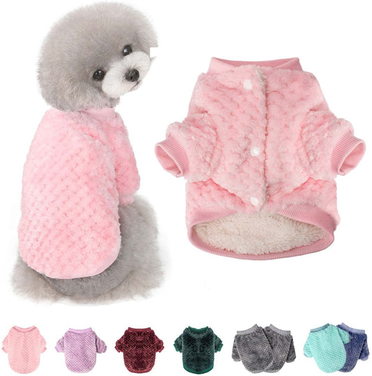 Dog Sweater, Dog Coat for Small Medium Dog or Cat, Warm Soft Flannel Pet Jacket for Puppy, Dogs Girl or Boy, Dog Cold Weather Coats Vest for Winter Christmas (Small, Pink) Animals & Pet Supplies > Pet Supplies > Dog Supplies > Dog Apparel POMIU Pink XX-Large 