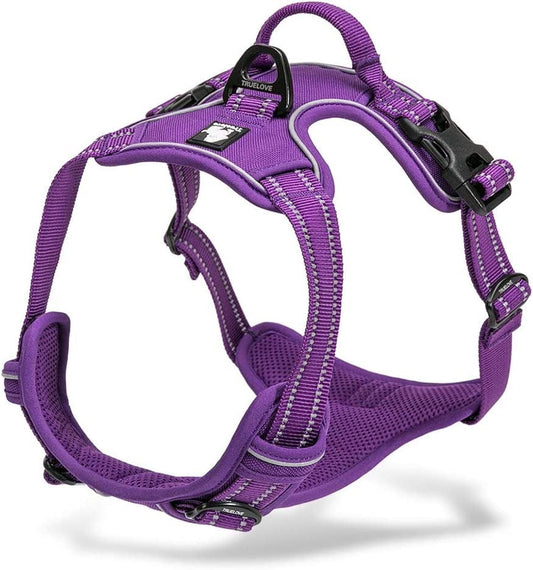 Chai'S Choice - Premium Outdoor Adventure Dog Harness - 3M Reflective Vest with Two Leash Clips, Matching Leash and Collar Available (Purple Small) Animals & Pet Supplies > Pet Supplies > Dog Supplies > Dog Apparel Truelove Pet Products Purple Medium 