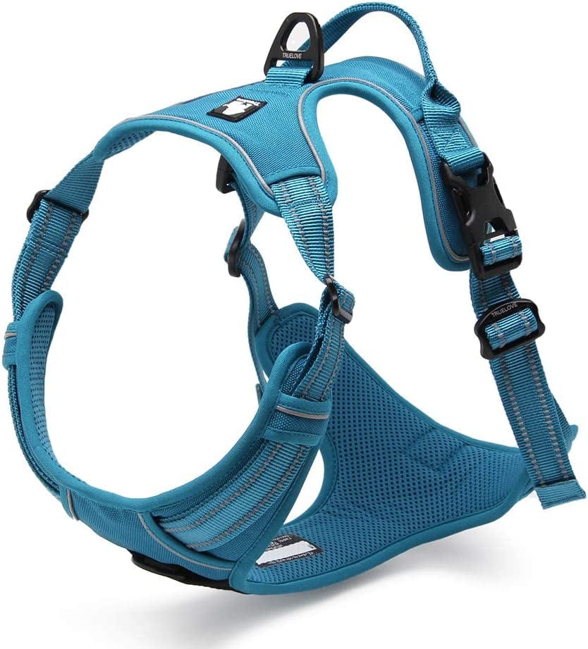 Chai'S Choice - Premium Outdoor Adventure Dog Harness - 3M Reflective Vest with Two Leash Clips, Matching Leash and Collar Available (Purple Small) Animals & Pet Supplies > Pet Supplies > Dog Supplies > Dog Apparel Truelove Pet Products Teal Blue Medium 