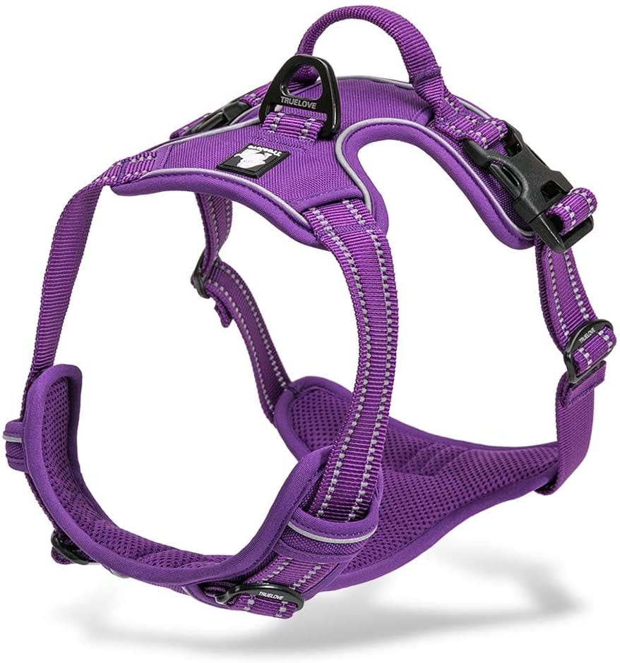 Chai'S Choice - Premium Outdoor Adventure Dog Harness - 3M Reflective Vest with Two Leash Clips, Matching Leash and Collar Available (Purple Small) Animals & Pet Supplies > Pet Supplies > Dog Supplies > Dog Apparel Truelove Pet Products Purple X-Large 