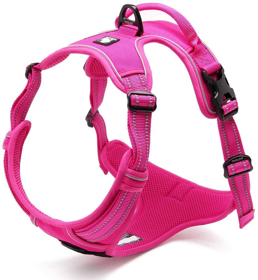 Chai'S Choice - Premium Outdoor Adventure Dog Harness - 3M Reflective Vest with Two Leash Clips, Matching Leash and Collar Available (Purple Small) Animals & Pet Supplies > Pet Supplies > Dog Supplies > Dog Apparel Truelove Pet Products Fuchsia X-Small 