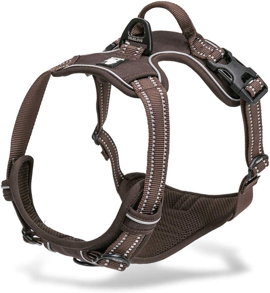 Chai'S Choice - Premium Outdoor Adventure Dog Harness - 3M Reflective Vest with Two Leash Clips, Matching Leash and Collar Available (Purple Small) Animals & Pet Supplies > Pet Supplies > Dog Supplies > Dog Apparel Truelove Pet Products Chocolate Medium 