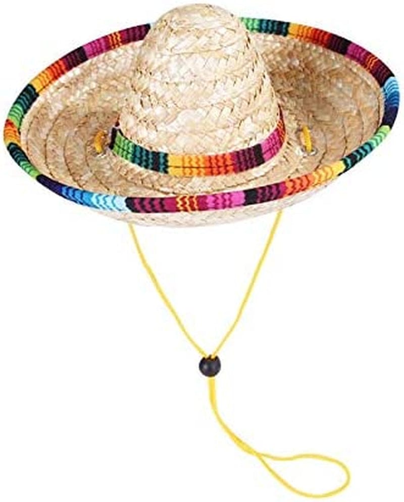 Cheeseandu 2Pack Handcrafted Pet Straw Hat with Adjustable Chin