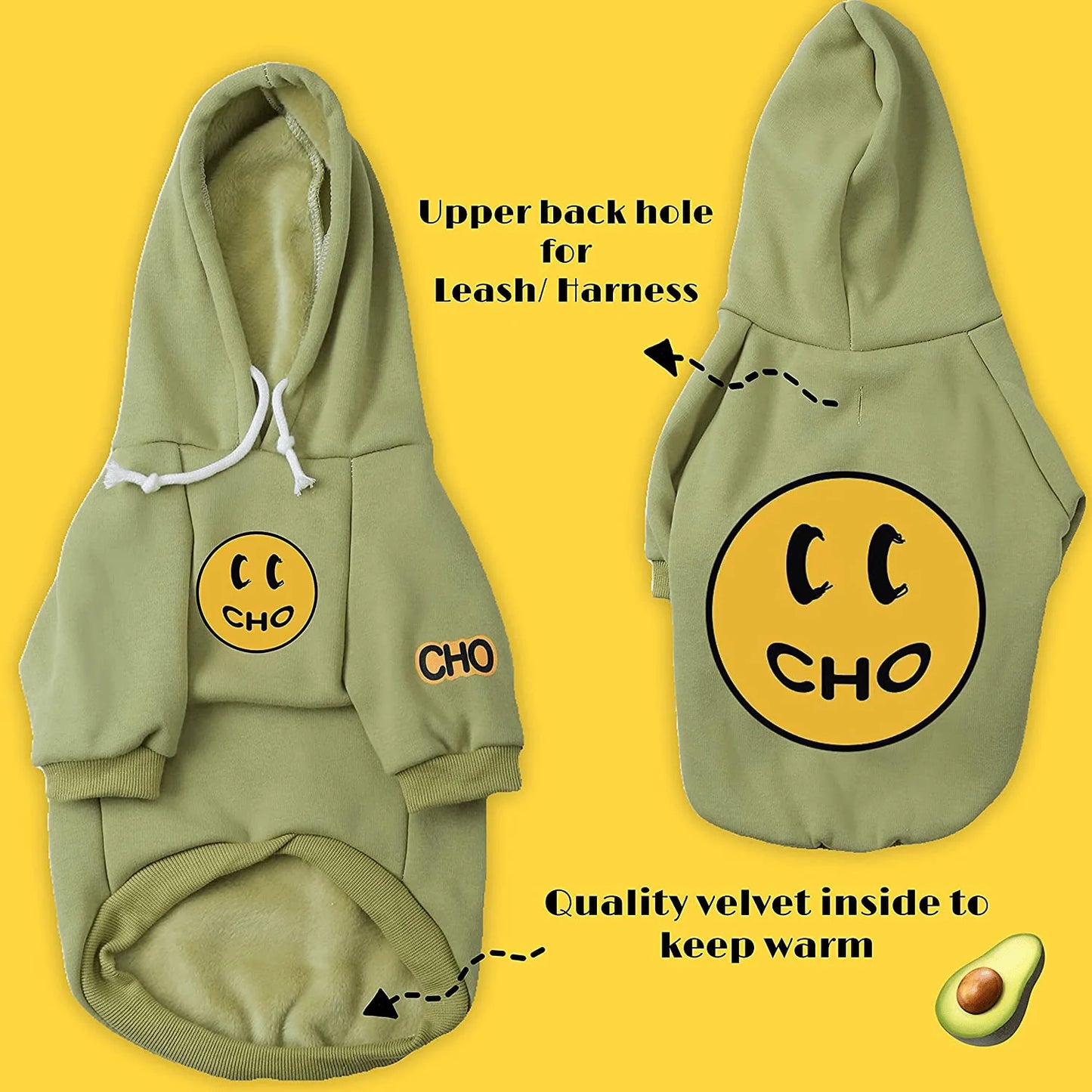 Chochocho Smile Dog Hoodie, Smiley Face Dog Sweater, Stylish Dog Clothes, Cotton Sweatshirt for Dogs and Puppies, Fashion Outfit for Dogs Cats Puppy Small Medium Large Animals & Pet Supplies > Pet Supplies > Dog Supplies > Dog Apparel ChoChoCho Pet Supplies   