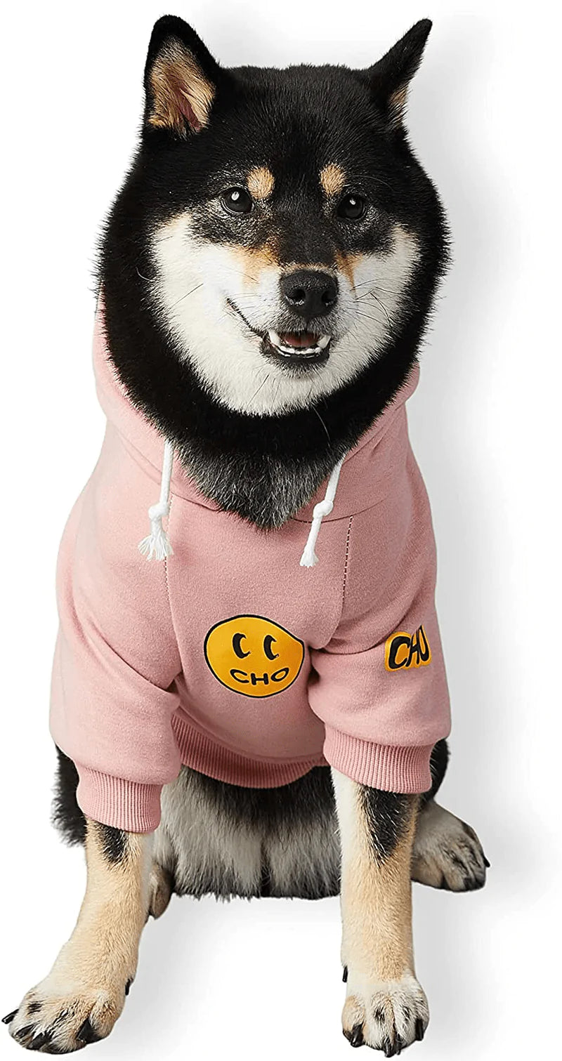Chochocho Smile Dog Hoodie, Smiley Face Dog Sweater, Stylish Dog Clothes, Cotton Sweatshirt for Dogs and Puppies, Fashion Outfit for Dogs Cats Puppy Small Medium Large Animals & Pet Supplies > Pet Supplies > Dog Supplies > Dog Apparel ChoChoCho Pet Supplies Dusty Rose 3XL (Chest: 23.6''-28'' / Suggest: 31-50 lbs) 
