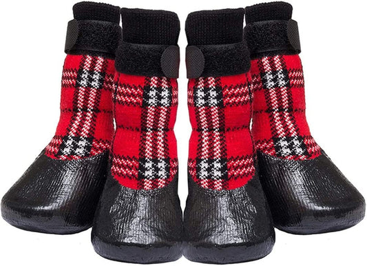 CHOLEGIFT Anti-Slip Plaid Dog Socks Shoes with Straps for Traction Control, Waterproof Pet Paw Shoes Boots Protector for Indoor Outdoor Wear for Medium to Large Dogs Animals & Pet Supplies > Pet Supplies > Dog Supplies > Dog Apparel CHOLEGIFT   