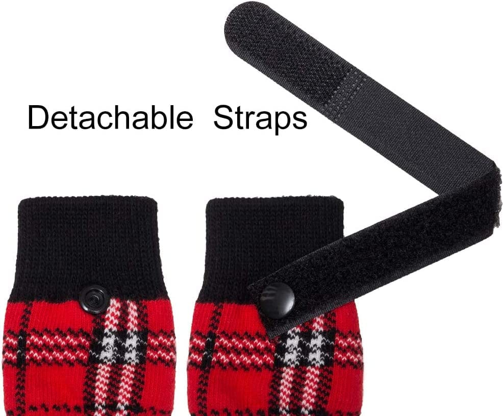 CHOLEGIFT Anti-Slip Plaid Dog Socks Shoes with Straps for Traction Control, Waterproof Pet Paw Shoes Boots Protector for Indoor Outdoor Wear for Medium to Large Dogs Animals & Pet Supplies > Pet Supplies > Dog Supplies > Dog Apparel CHOLEGIFT   