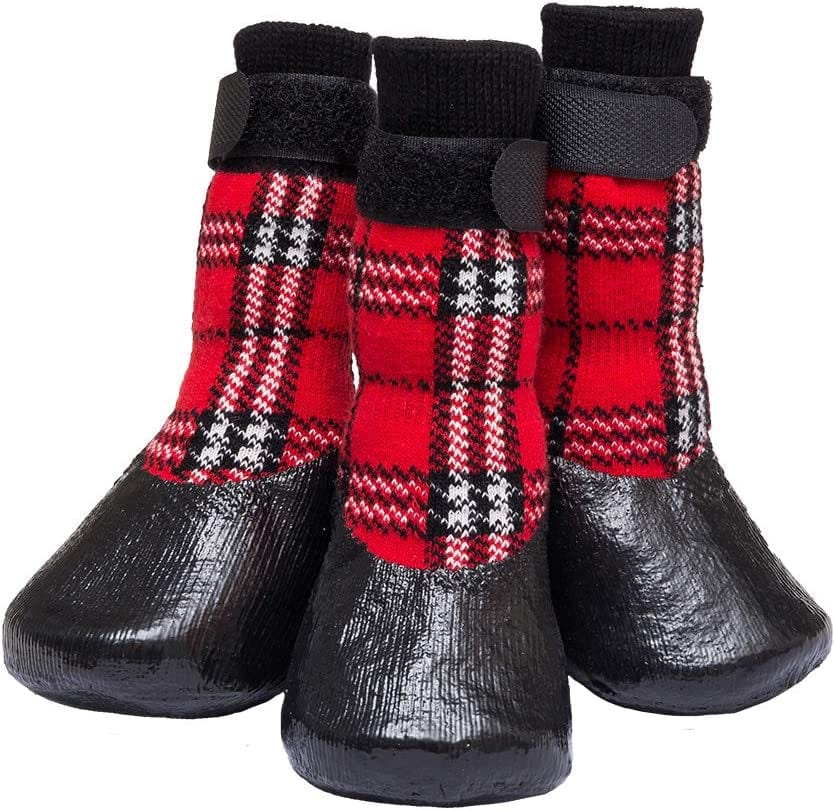 CHOLEGIFT Anti-Slip Plaid Dog Socks Shoes with Straps for Traction Control, Waterproof Pet Paw Shoes Boots Protector for Indoor Outdoor Wear for Medium to Large Dogs Animals & Pet Supplies > Pet Supplies > Dog Supplies > Dog Apparel CHOLEGIFT   