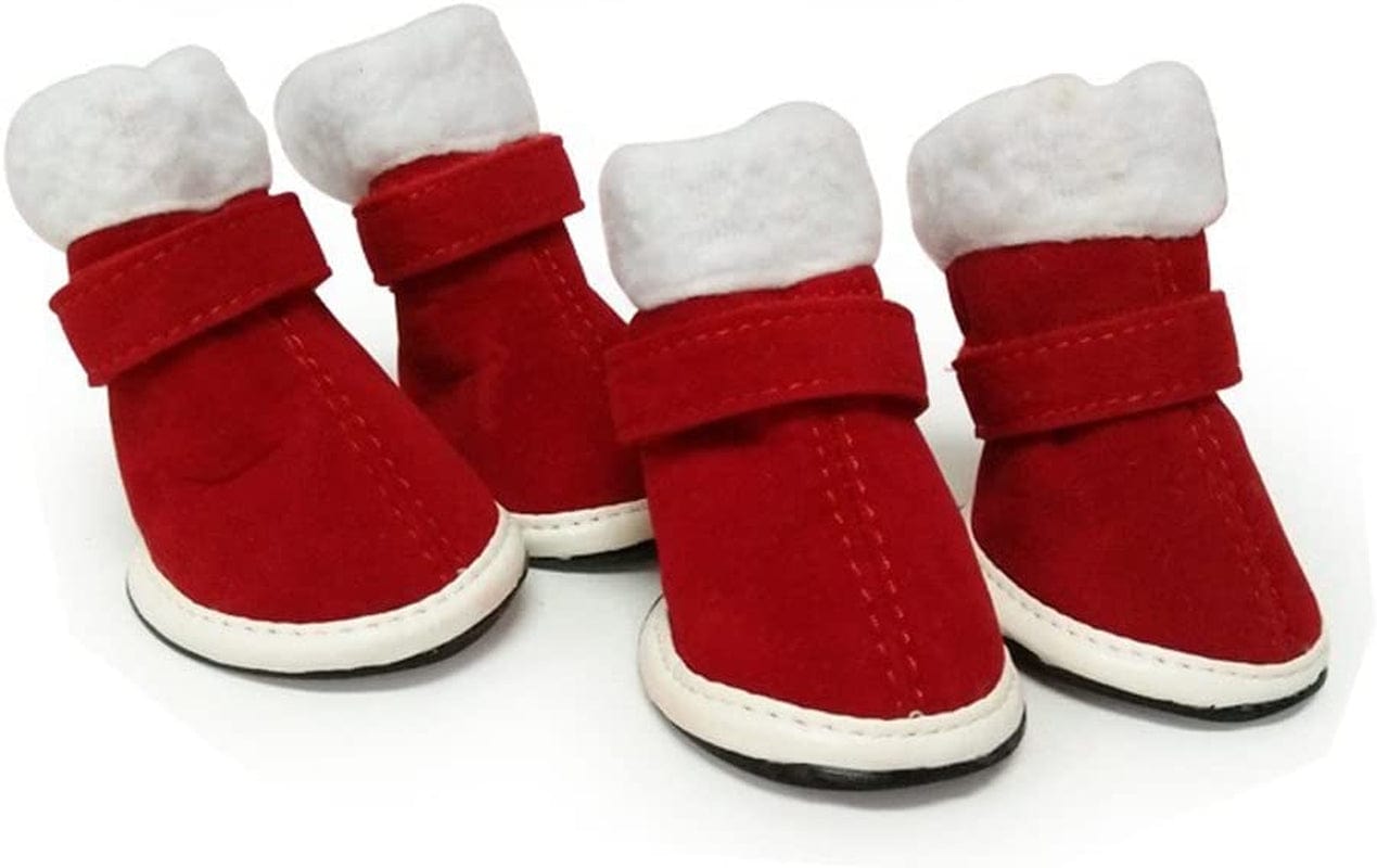 Christmas anti Slip Pet Puppy Dog Shoes Boots Plush Warm Paw Protectors for Small Medium Large Dogs 4Pcs Animals & Pet Supplies > Pet Supplies > Dog Supplies > Dog Apparel Spiritup   
